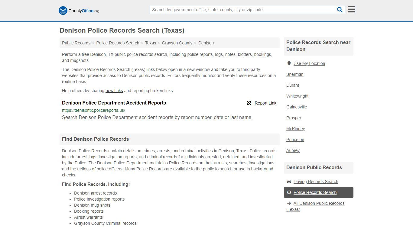 Police Records Search - Denison, TX (Accidents & Arrest Records)