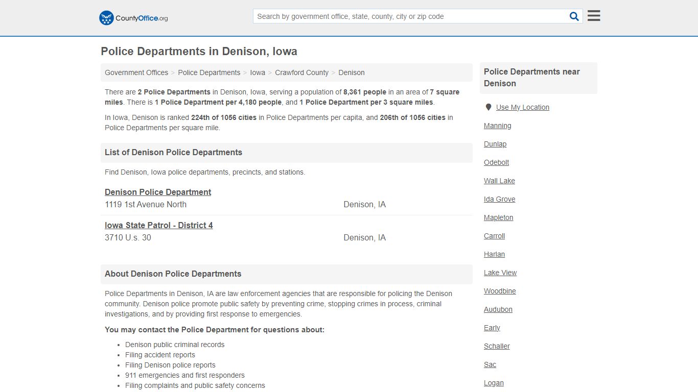 Police Departments - Denison, IA (Arrest Records & Police Logs)