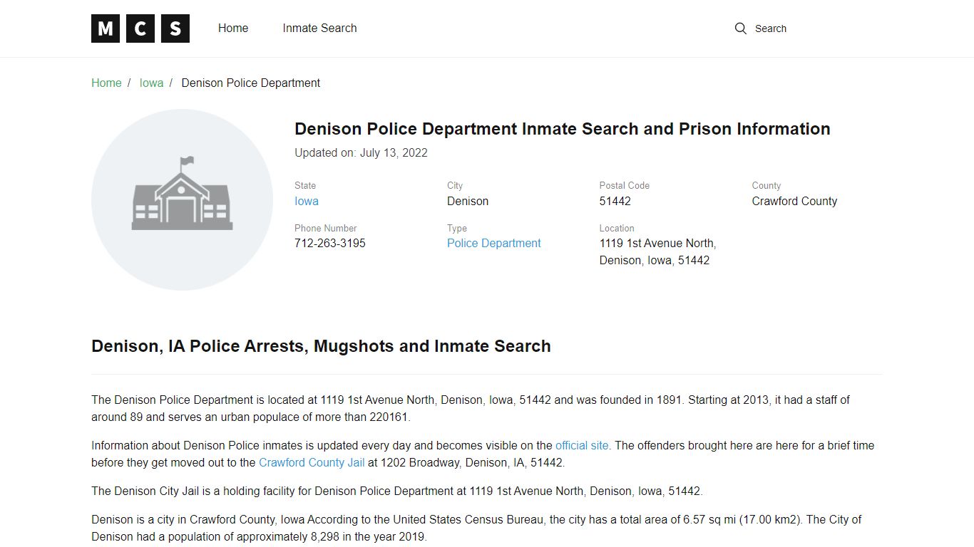 Denison, IA Police and Jail Records - madisoncounty-sheriff.com